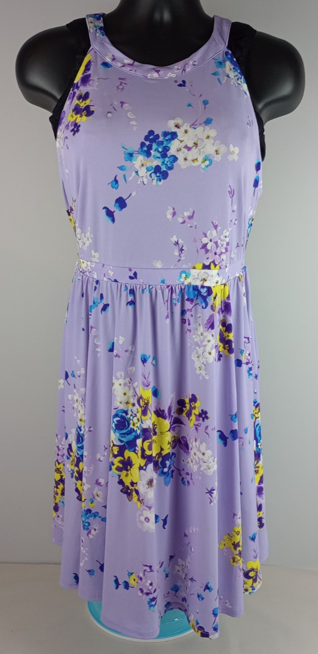 Torrid Womens 2 Purple Yellow Blue White Floral Sleeveless Halter Skater Dress
